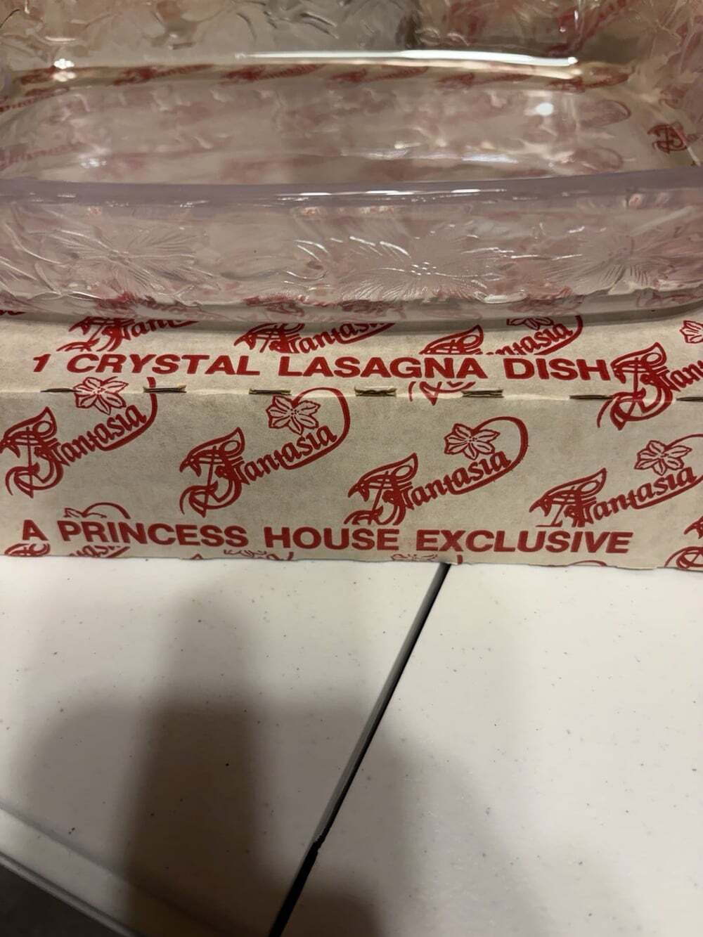 Princess House Crystal Lasagna Dish 1 Qt White/Red MPN 531 France - Picture 3 of 7